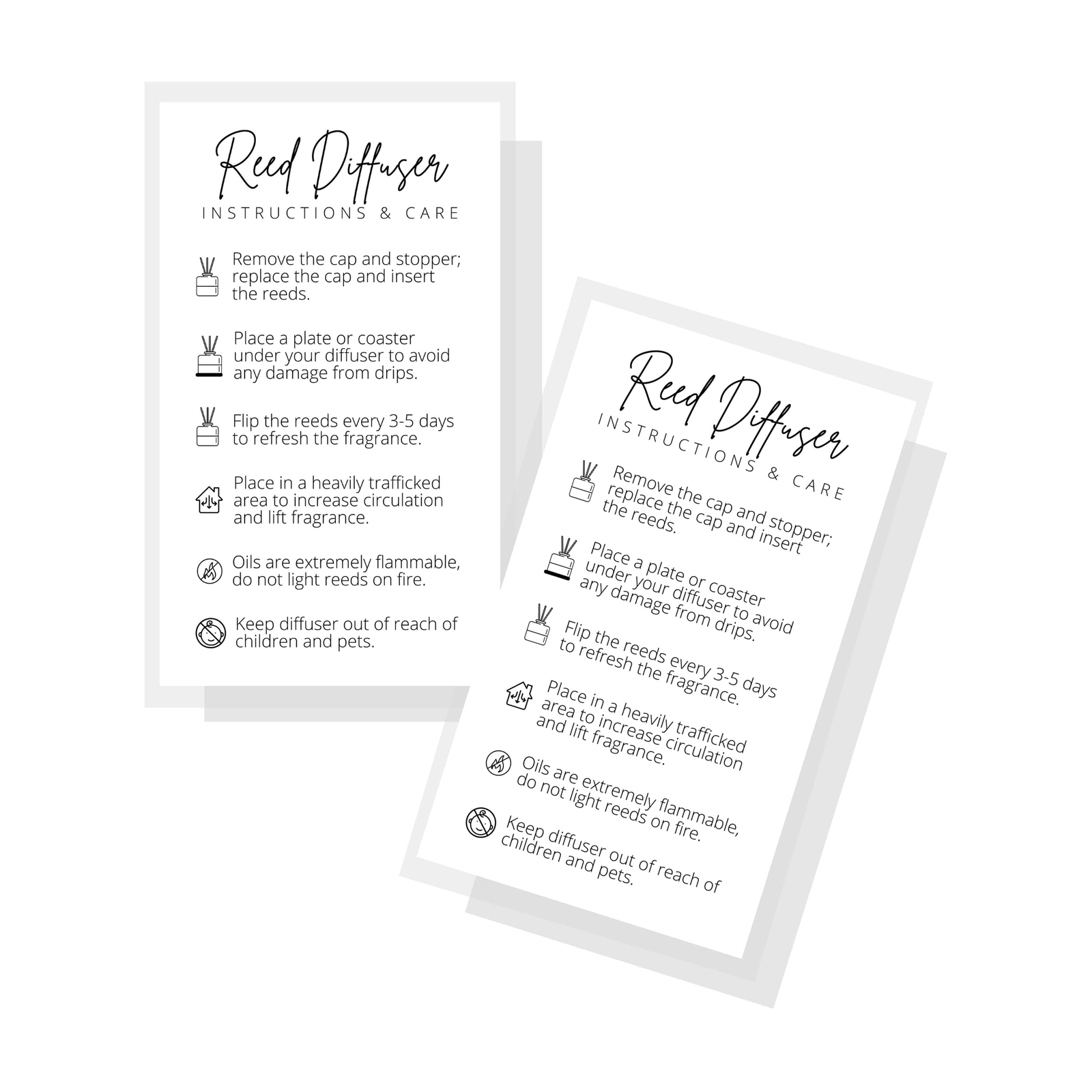 50-Pack Reed Diffuser Instruction Cards | 2x3.5