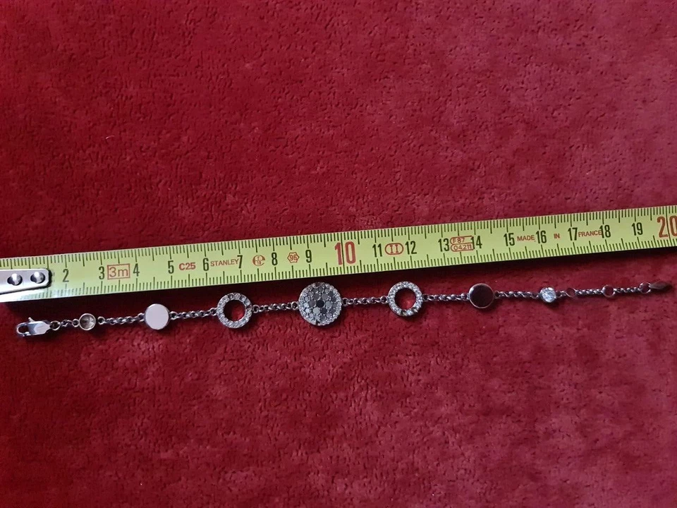 FossilSet |Kette/Ohrstecker/Ring/Arm mit Glitzerscheibe/Edelstahl - Bild 4 von 4