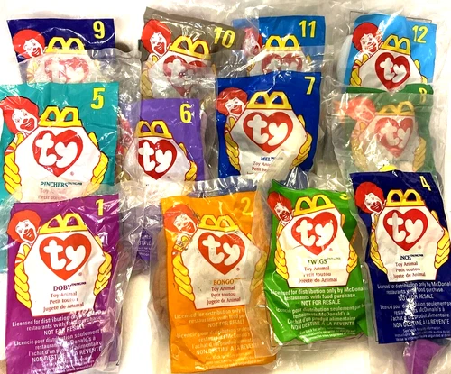 1998 Ty Teenie Beanie Babies Mcdonald's Happy Meal Toys Complete Set 1-12 -New! - Picture 1 of 1