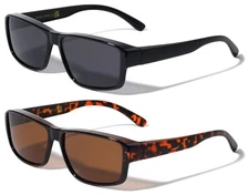 2 Pairs of Rectangular Polarized Fit Over Sunglasses Wear Over Eyeglasses Unisex