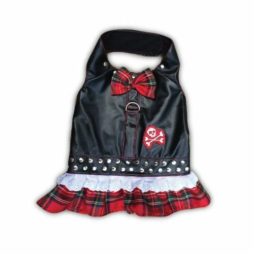 Arnés de cuero sintético para perro estilo motociclista estilo vestido Foto 3 de 3