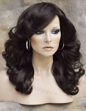 farrah fawcett Wig Glamorous New Big open Wavy Medium Brown Wig Medium  CA 6