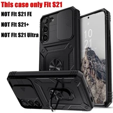 For Samsung Galaxy S21 5G 6.2" Shockproof Case, Magnetic Ring Stand Cover Black