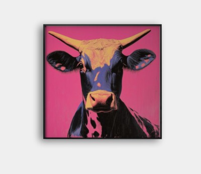 Cow Warhol Style Framed 24x24 Giclée Art Print Ltd 1/25 Signed COA Rombley V21