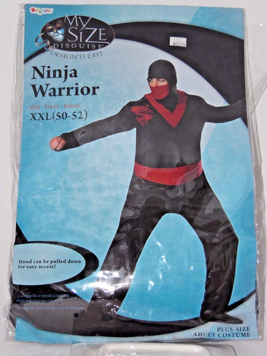 Size 2X 50 52 Men s Red Black Ninja Costume Cosplay Halloween Costume