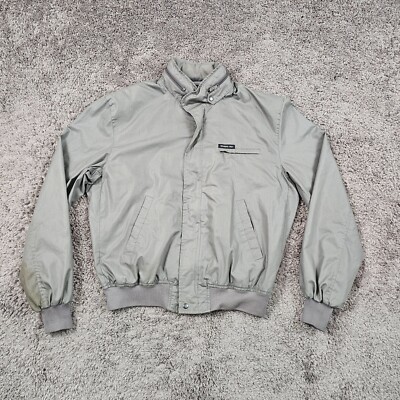 VINTAGE Members Only Jacket Mens 40 Gray Rainbow Tag Full Zip