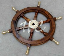 Maritime Boat Ships Captains Nautical Beach Ship 24" Wooden Steering Wheel