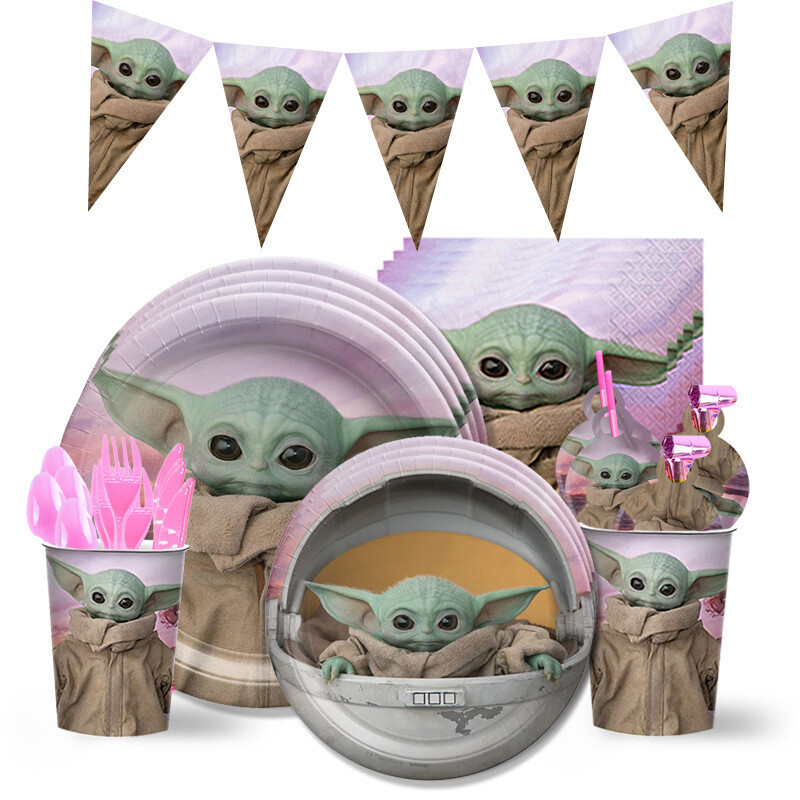 Star Wars Baby Yoda Vajilla Plato Taza Bebé Niños Cumpleaños Fiesta Decoración Set