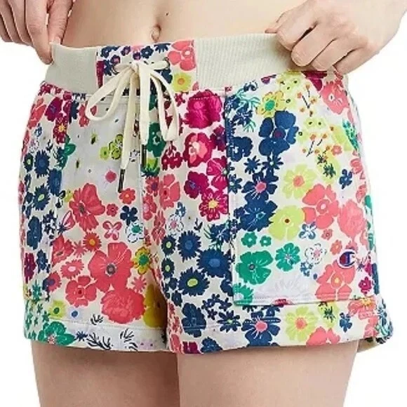 NEW CHAMPION FLORAL SHORTS WOMENS XL FLOWER POWER MULTI COLOR