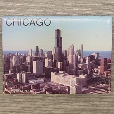 Vtg Fridge Magnet Chicago Sears Tower Image Travel Souvenir Illinois State Used