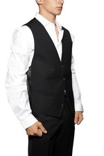 NWT Versace VIP Capsule Nero Gilet Formal Vest Black 100 Silk Back Sz 48 Med
