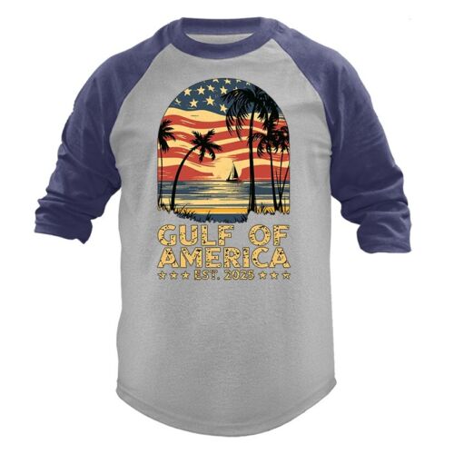 Golfo d'America Patriottico USA Donald Trump MAGA Manica 3/4 Raglan - Foto 4 di 10