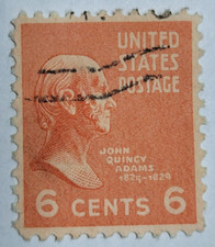 United States Postage Stamp ~ John Quincy Adams ~ 6₵ Red ~ Posted ~ c.1938 - 34