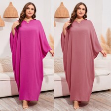 Muslim Kaftan Women Abaya Batwing Sleeve Long Dress Dubai Moroccan One Size Gown