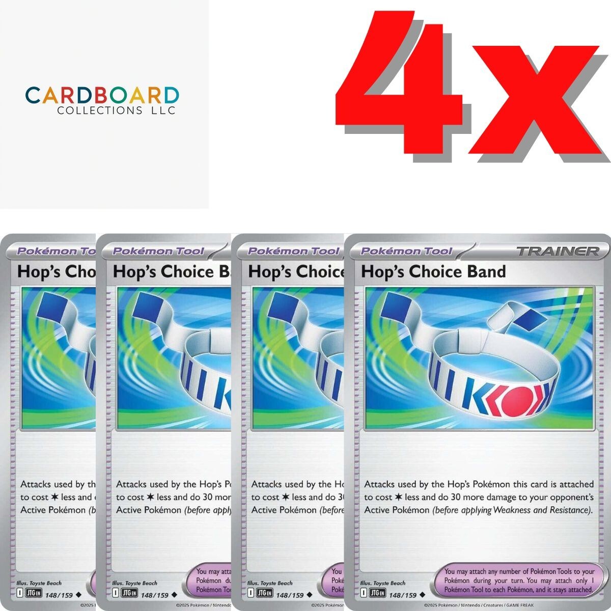4 x Hop's Choice Band 148/159- SV09: Journey Together- Playset - Pokemon TCG