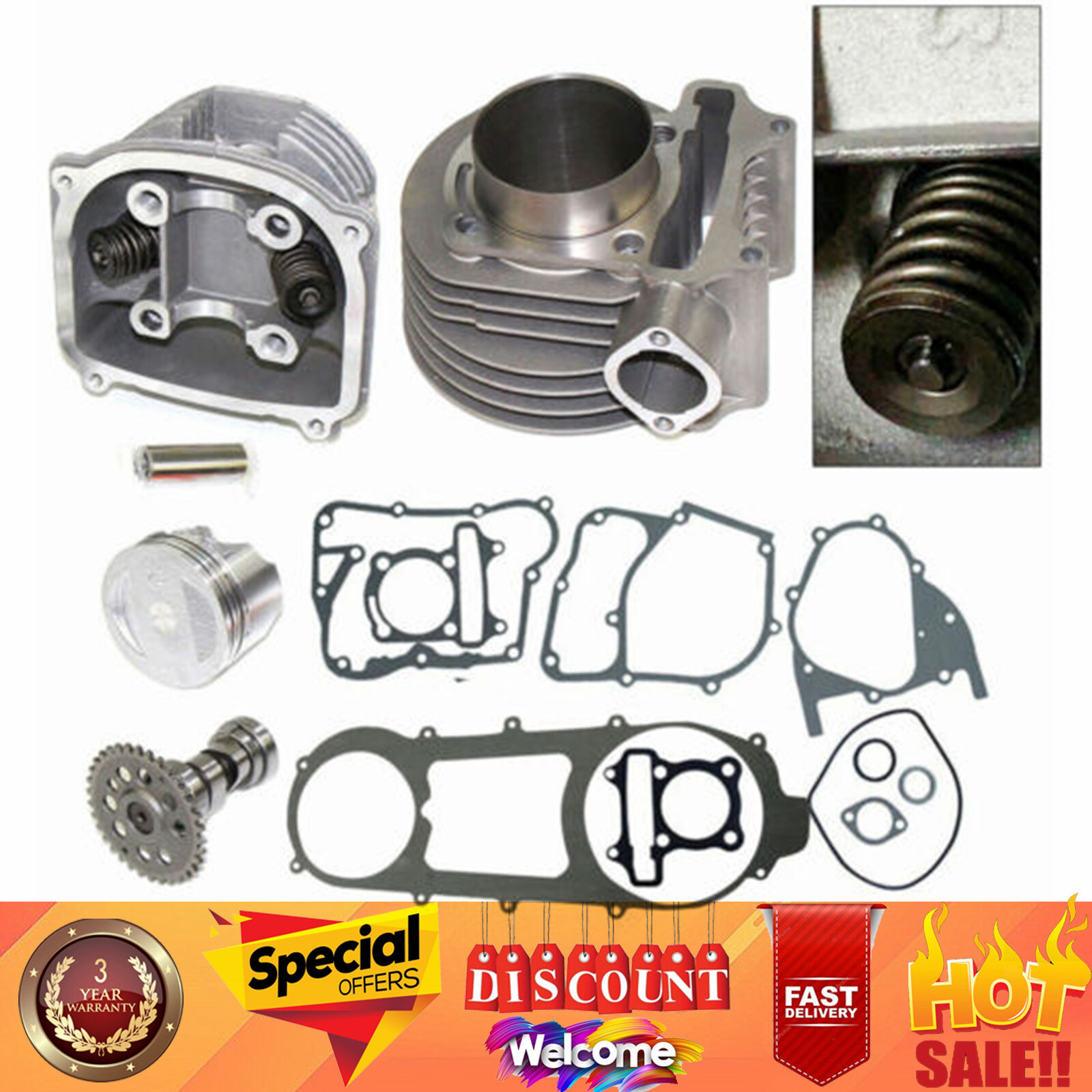 For Gy6 150cc 61mm Engine Rebuild Kit Big Bore Cylinder Kit With