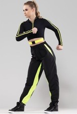 Weissman Dance Costume 14821 Black Yellow SA Crop Top  XSA Pants Hip Hop Adult