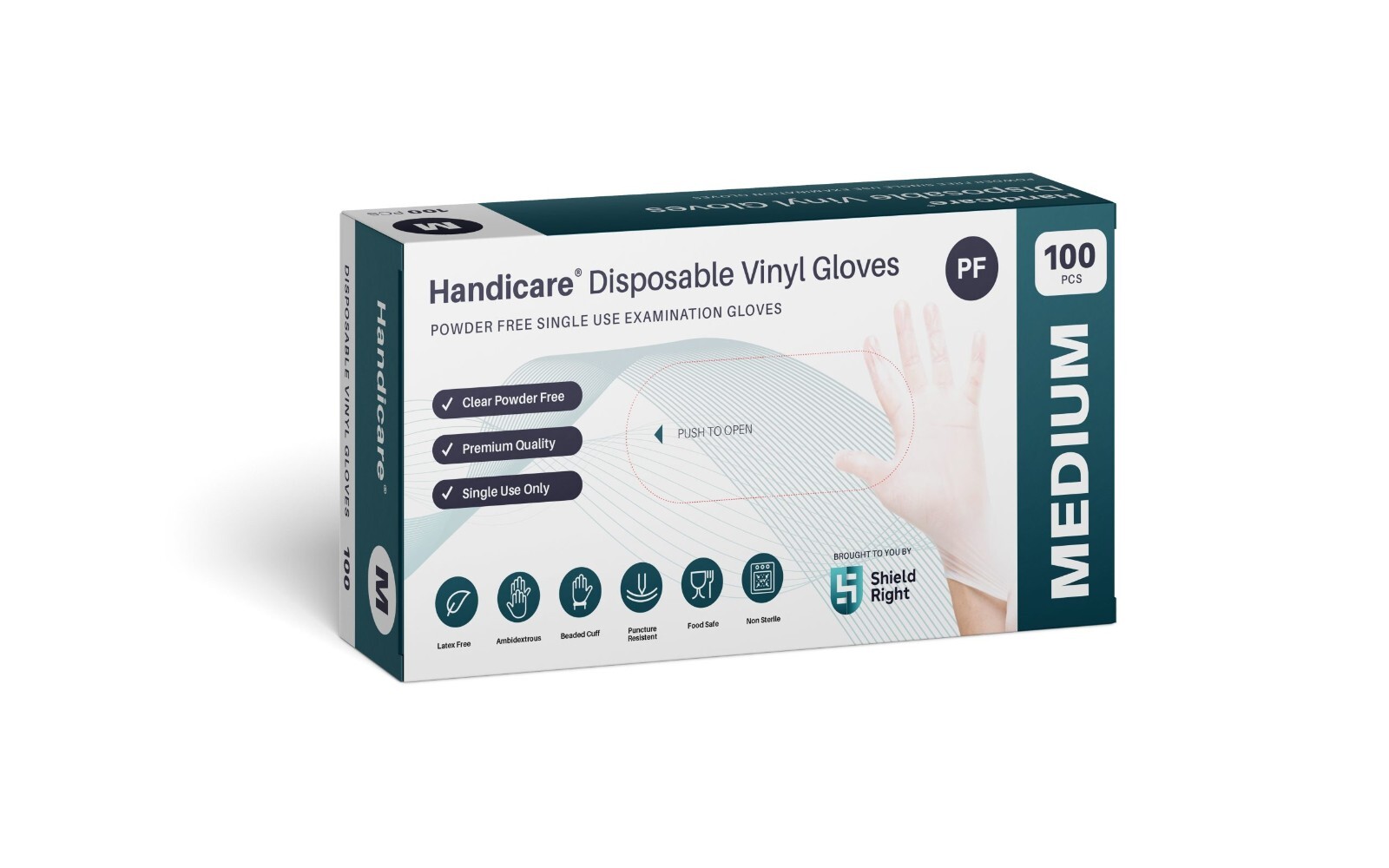 100 Pcs Handicare Disposable Vinyl Gloves Examination Powder Latex Free