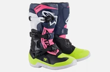 Alpinestars Youth Tech 3S Motocross Black/Blue/Pink Flourescent Boots 3411-0594