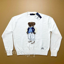 POLO RALPH LAUREN White Polo Bear Sweater Women's Small NWT