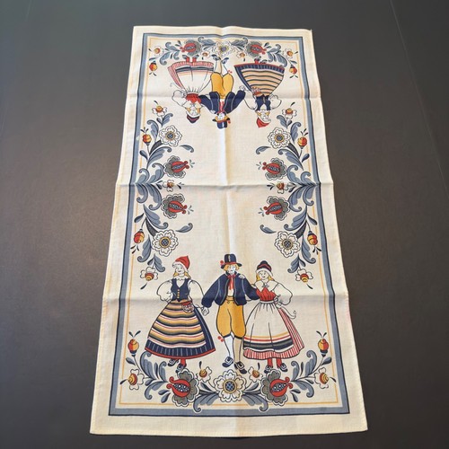 Froso Handtryck AB Swedish Folk Art Table Runner Cotton Hand Printed Sweden 24in