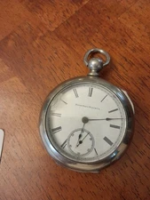 Elgin 18 Size Key Wind Pocket Watch Deuber  Silverene Case Heavy