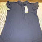 Calia Golf Womens Rib Johnny Polo Shirt Blue Short Sleeve Ruffle Med NEW — photo 1