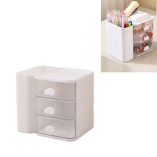 .Desktop Holder With Drawer Stationery Organizer Pen Pencil Card Storage Box For