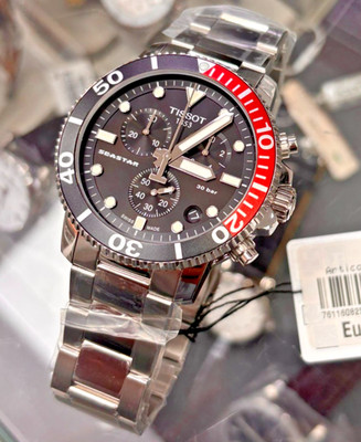 Tissot Seastar T120.417.11.051.01 Chrono Quartz Steel Sapphire Glass Watch