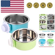 Crate Dog Bowl, Removable Stainless Steel Hanging Pet Kennel Cage Bowl Food ...