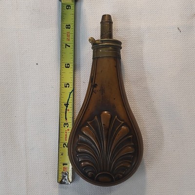 Antique 1800s AM James Dixon&Son Copper/Brass Black Powder Flask 