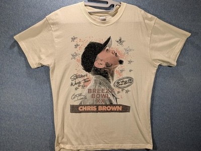 Chris Brown Shirt Mens Large White Breezy Bowl Stadium Tour Graphic Basic Blanx