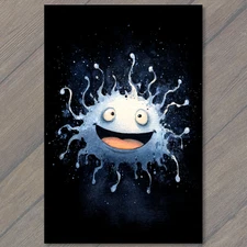 Art Print Happy Splatter Creature Glowing Face Cosmic Halloween Humor