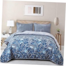 Floral Quilt Set California King, 3 Pieces California King 106" 96" Blue