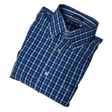 TOMMY HILFIGER Men  s Size Large 80  s 2-Ply Fabric Long Sleeve Shirt