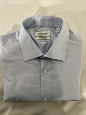 Calvin Klein Men's Steel Wrinkle-Free Dress Shirt, Blue, Sz: 16-16.5 32/33 L