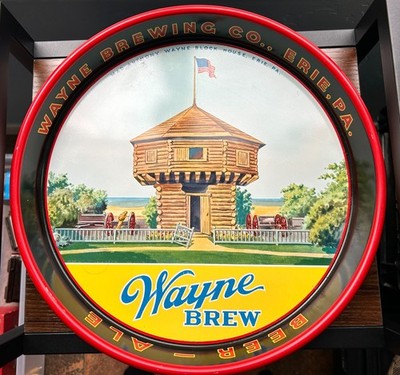 RARE WAYNE BREWING WAYNE BREW 13-INCH METAL BEER ADVERTISING TRAY. ERIE, PA
