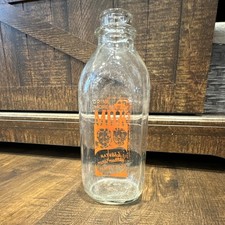 Anderson Erickson Dairy Co. Clear Glass Quart Milk Bottle Orange Print Anderson Erickson Dairy Co. Clear Glass Quart Milk Bottle Orange Print