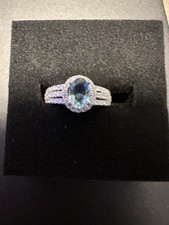 Stunning Sterling Silver 925 And Aquamarine Ring Size 6