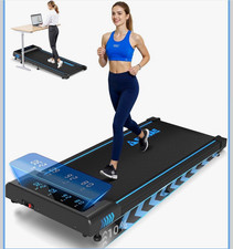 FOUSAE Electric Walking Pad Treadmill 6.2mph 10% Incline 150kg Remote LED