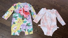 Lot of 3 Infant Girls Baby Gap One-Piece Bathing Swim Suit Rash Guard 0-6 Months
