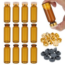 12Pack 20ml Small Amber Glass Vials with Gold Plating Color