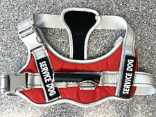 NEW Large SERVICE DOG Red  Light Gray Harness w/ Handle Reflective FREE SHIP 