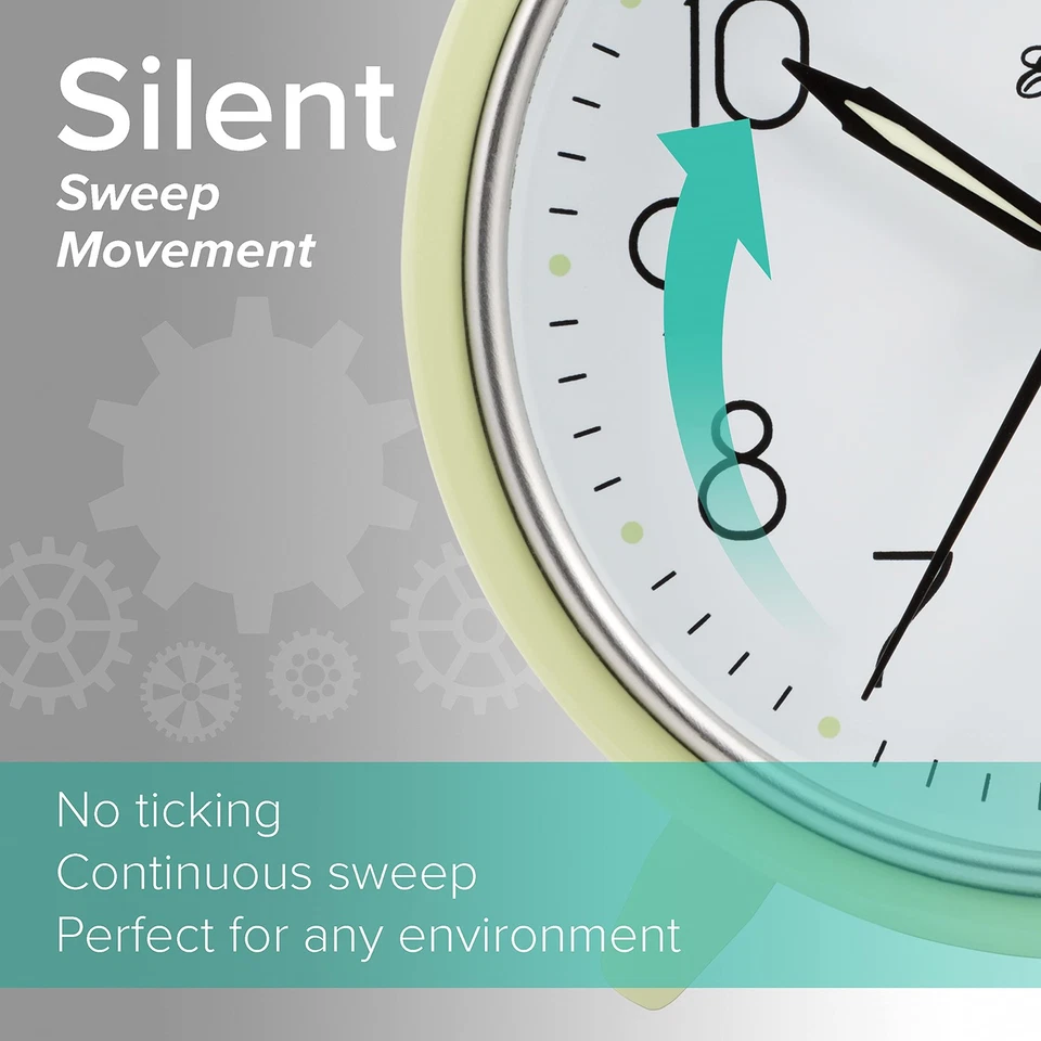 Equity Reloj Despertador Silencioso Cuarzo Metal Barrido 5" - Verde Claro (Modelo 20090) Foto 3 de 4