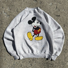 Vintage Disney Mickey Mouse Gray Crewneck Sweatshirt Adult Size M