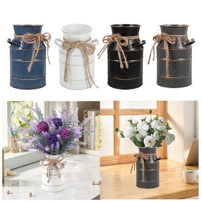 Metall-Blumenvase, Bauernhaus, Boho-Chic, antiker dekorativer Blumeneimer für