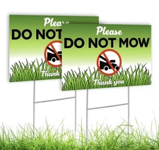 2 PC Do Not Mow Sign for Yard with Stake 8x12 DS Coroplast Please Keep Off Gr...