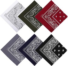 100 Cotton 27 x 27 inches Large Bandanas, Set of 6