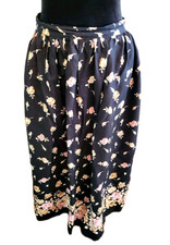 Vintage 90's Black And Pink Floral Maxi Skirt Sz 20 Pleated Cottagecore