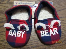 DEARFOAM BRAND CUTE BABY BEAR PLAID SLIPPERS SIZE 5/6